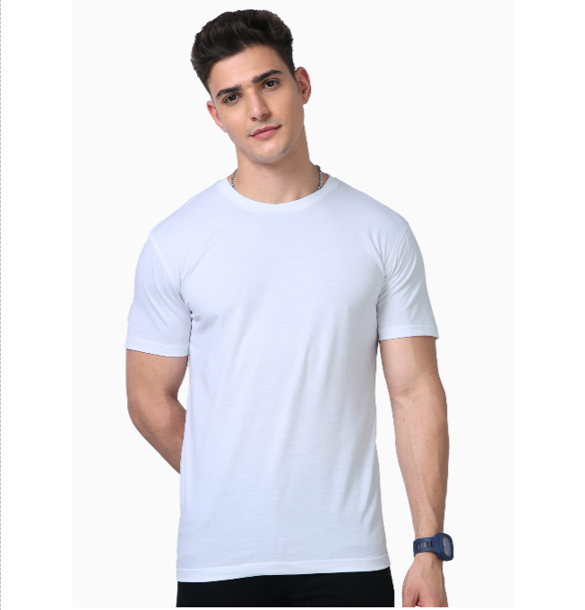 Everyday Men Suprima White Solid Round Neck T-shirt