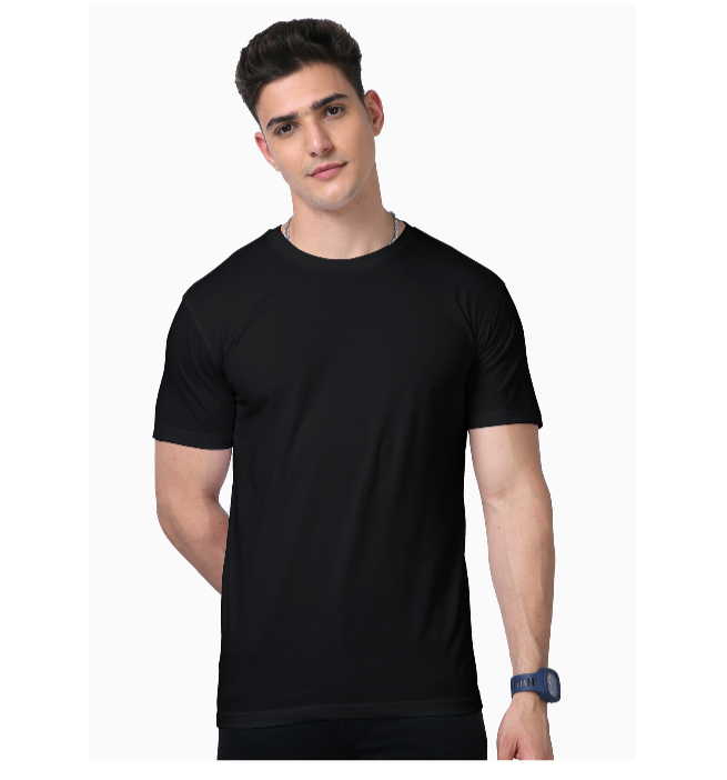 Everyday Men Suprima Black Solid Round Neck T-shirt