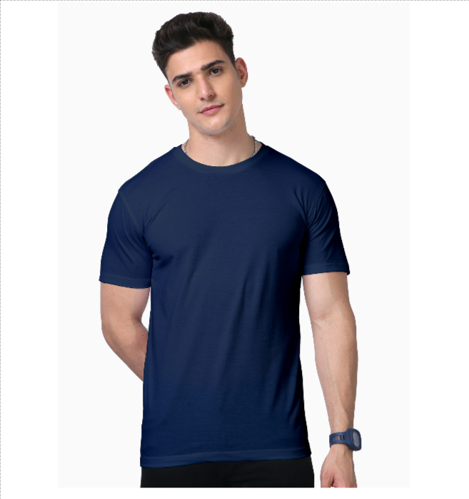 Everyday Men Suprima Navy Solid Round Neck T-shirt