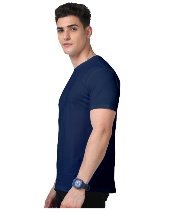 Everyday Men Suprima Navy Solid Round Neck T-shirt