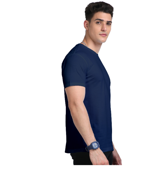 Everyday Men Suprima Navy Solid Round Neck T-shirt